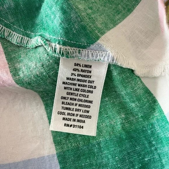 Crown & Ivy Belk Dolman Sleeve Split Neck Linen Blend Plaid Top XL NWT - Picture 7 of 7